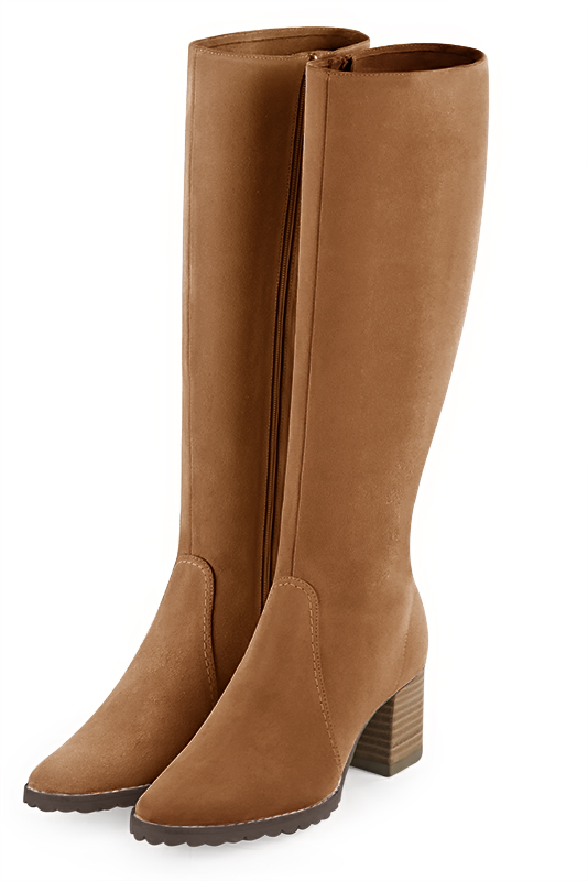 Bottes femme cavalieres sur mesures beige camel Mollets fins ou larges Bout rond. Talon mi haut bottier. Personnalisation. Modele Stan Manhattan